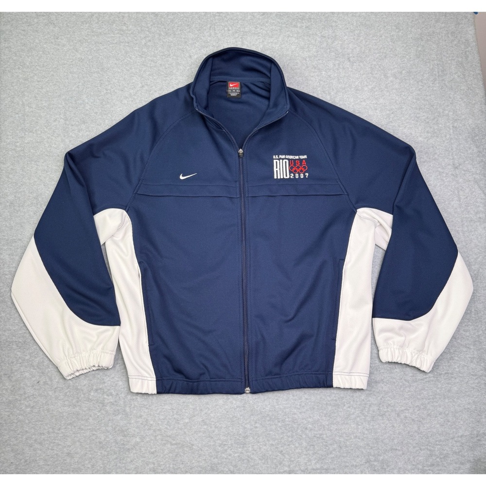 Nike Team USA Rio 2007 Pan American Games Track Jacket Navy White XL Athletic